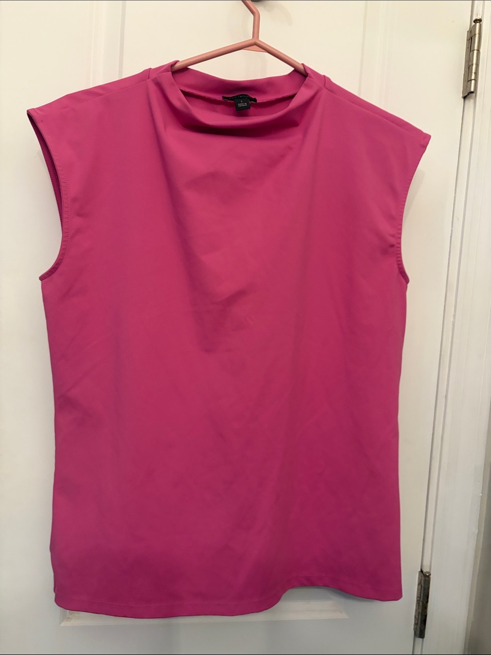 Sleeveless Mock Neck Top - Hot Pink